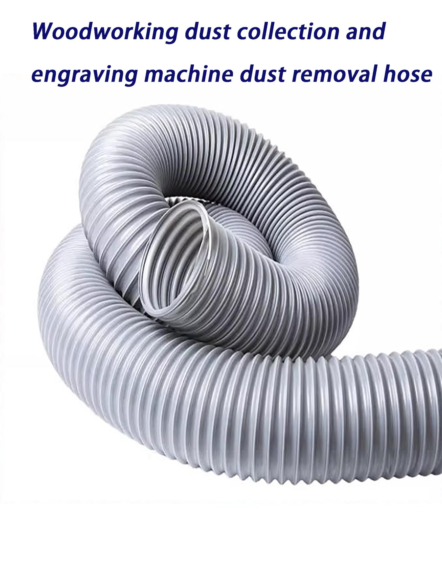 Flexibler PVC-Schlauch – drahtverstärkter Industrie-Vakuum-/Staub-Absaugschlauch, gewellter Kunststoff-Lüftungskanal for Rauch/Späne(300mm/11.8")