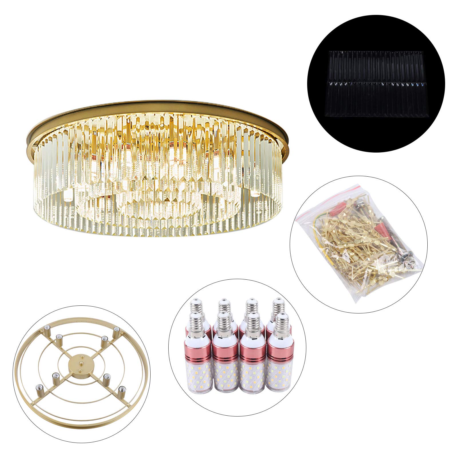 Modern Kristall Kronleuchter LED Deckenlampe Deckenleuchte Lampe Wohnzimmer Beleuchtung, 8x E14, 15㎡-20㎡, Rund Kristall Hängeleuchte für Schlafzimme, Esszimmer, Wohnzimmer