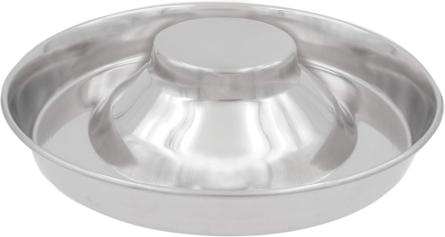 Stainless Steel Puppy Kitten Bowls: Welping Dishes for Weaning Puppies & Kittens, Wide Non-Tip Base, Slow Feeder, 15" (PS-15)