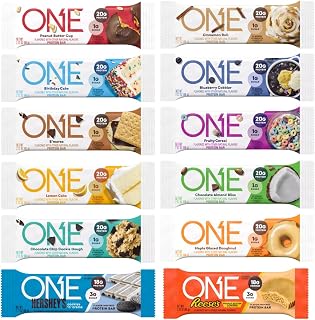 ONE Protein Bars, Sampler Variety Pack, Gluten Free 20g Protein, Only 1g Sugar, 2.12 Oz Bars (12, Variety)