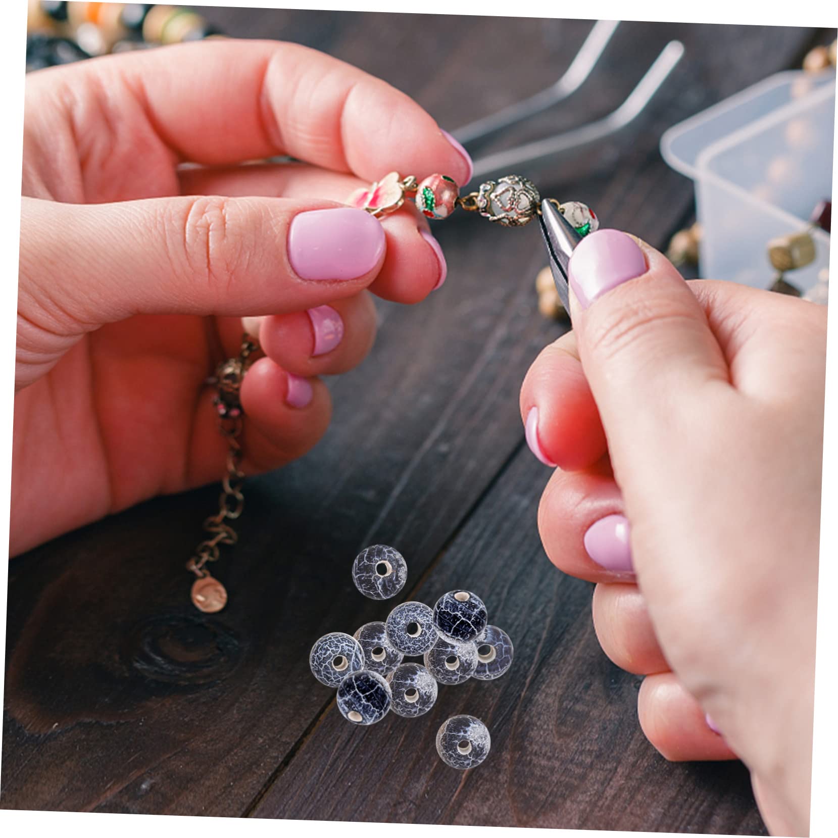 SHINEOFI 5stücke Gefrostete Achatperlen Runde Lose Bastelperlen Für Schmuckherstellung Für Armbänder Und Kreative Projekte