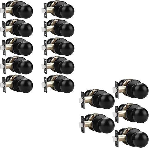 Miniatura 7 de Probrico Paquete de 4 pomos redondos para puerta de pasilloarmario, función de paso para pasilloarmario, manija de cerradura de puerta interior,