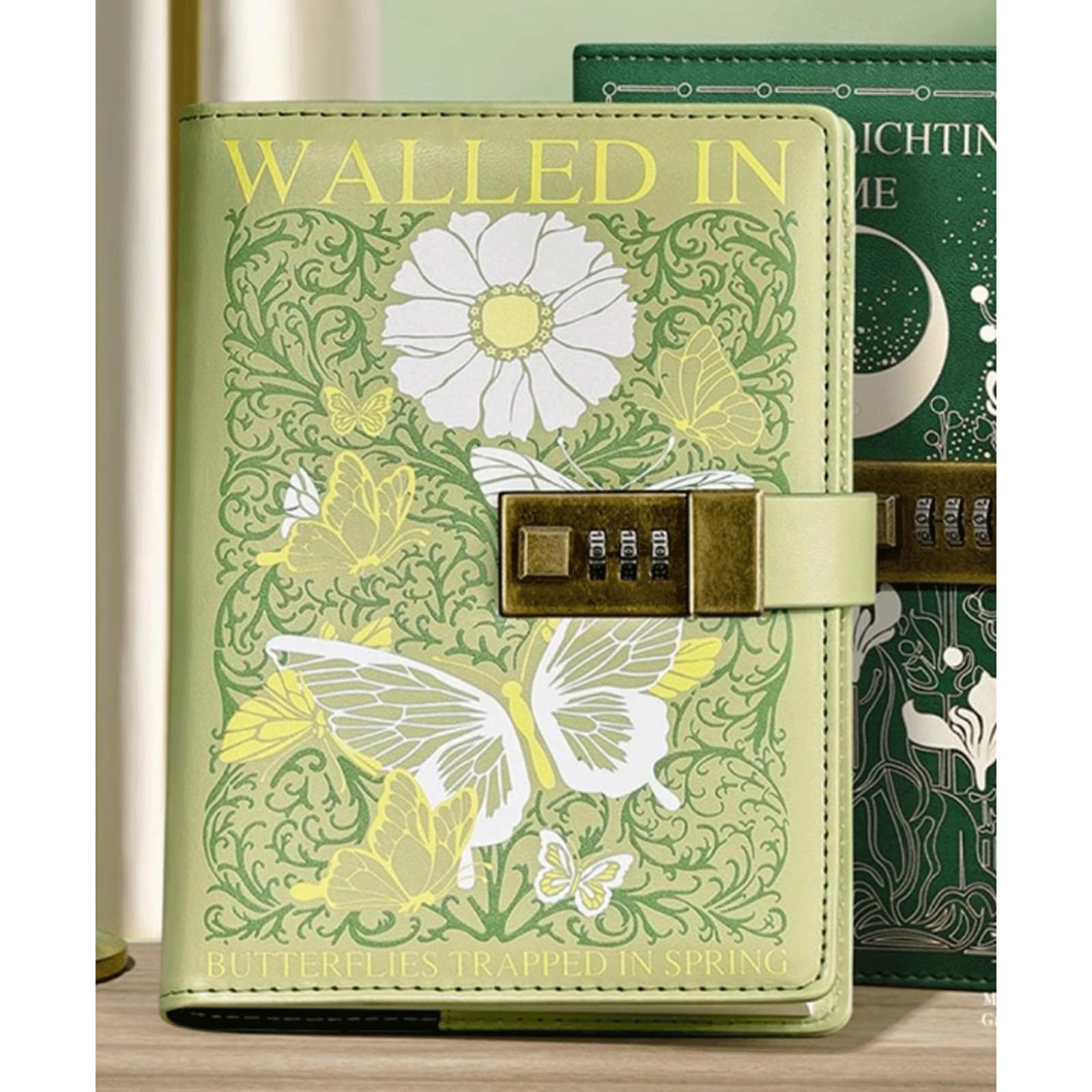 2 cuadernos B6 con cerradura de piel sintética, agenda con contraseña, agenda con cerradura, organizador for hombres y mujeres, 200 x 135 mm