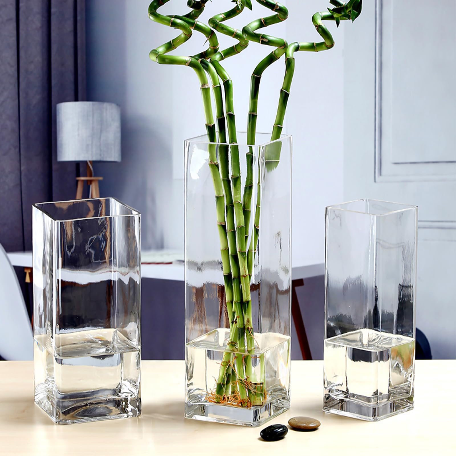 Vaso Trasparente per Decorare Stanza, Moderni da Interno Design Rettangolare Vasi Unico per Decorazioni Casa per Arrangementi Floreali E Decorazione Domestica (40 x 12cm Vaso vetro)