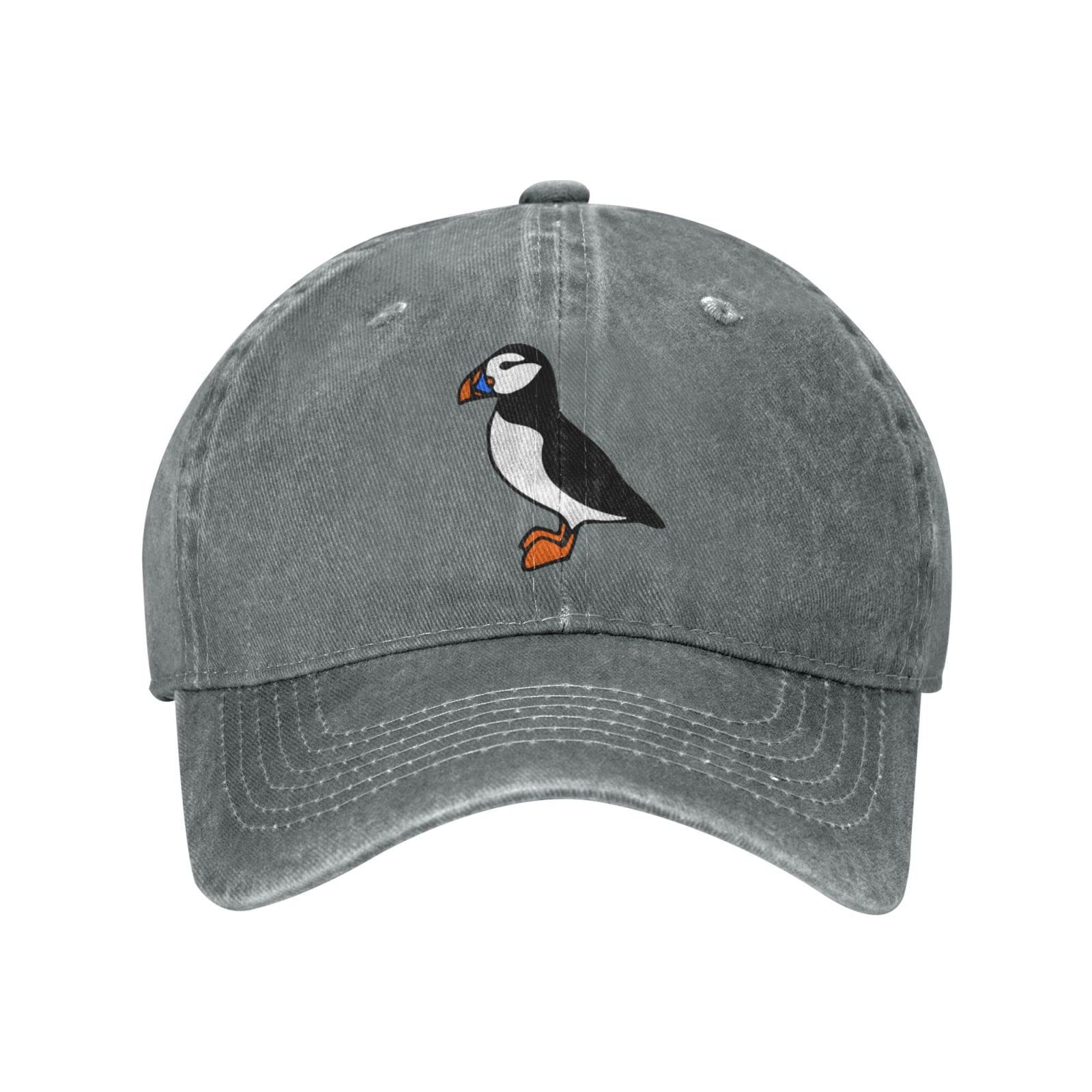 Lsjuee Unisex Gray Puffins Cowboy Hat Baseball Caps Adjustable Sports Golf Denim Casquette Cap Black