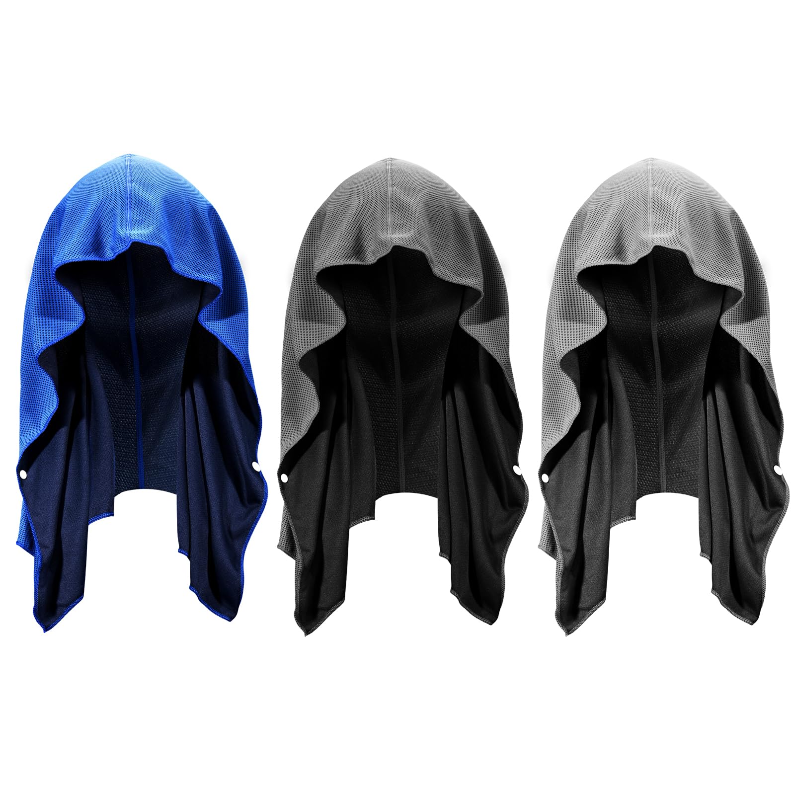 U-pick Cooling Towels Hoodie Towel for Hot Weather, Breathable Neck & Face UPF 50+ Sun Protection, Sweat Towel for Travel, Beach, Camping, Cycling, Golf, Outdoor & More, 3 Packs