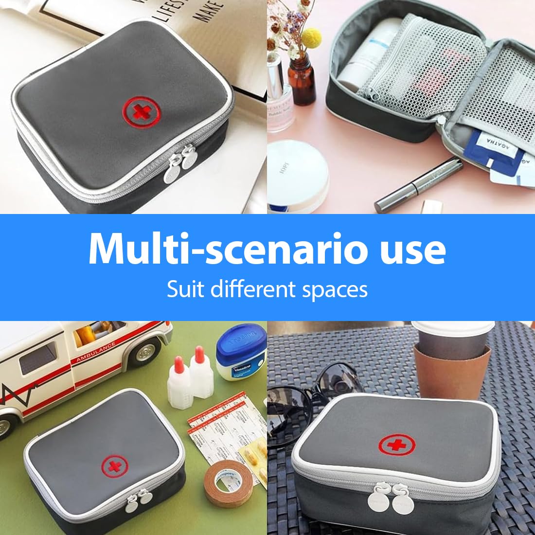 IKOPFLN 1 PCS Kit de Primeros Auxilios vacío, Kit de Primeros Auxilios para Viajar, Set de Primeros Auxilios para Actividades al Aire Libre, Bolsa de Almacenamiento médica, Kit de Emergencia