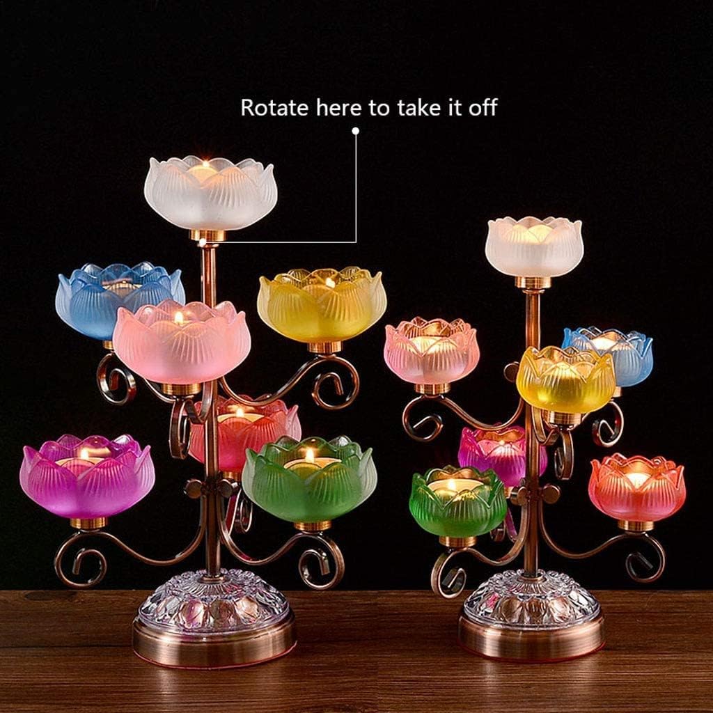 Candle Holder Candle Holder Candle Stand Seven Colors Glass Lotus Candlestick Retro Alloy Candle Holder Home Candlesticks Decor Candlestick Holder
