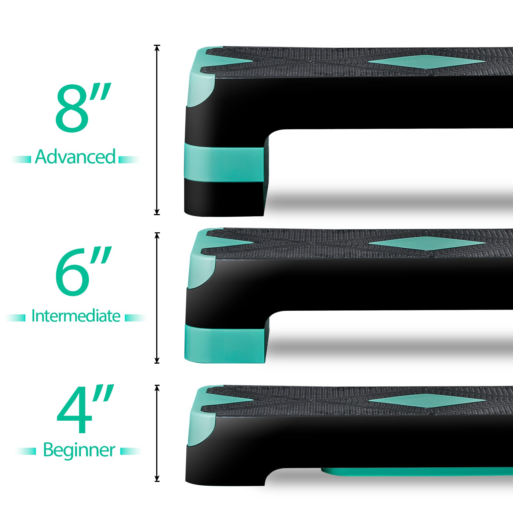 Plataforma de ejercicios aeróbicos de 26.5 pulgadas para gimnasio en casa, plataforma de entrenamiento, altura ajustable, elevadores de altura de 4 pulgadas, 6 pulgadas, 8 pulgadas, para