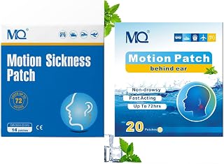 MQ 14ct Motion Sickness Patches & 20ct Sea Sickness Patches Non Drowsy Customizable Light Patch Colors - Cruise Ship Travel Essentials