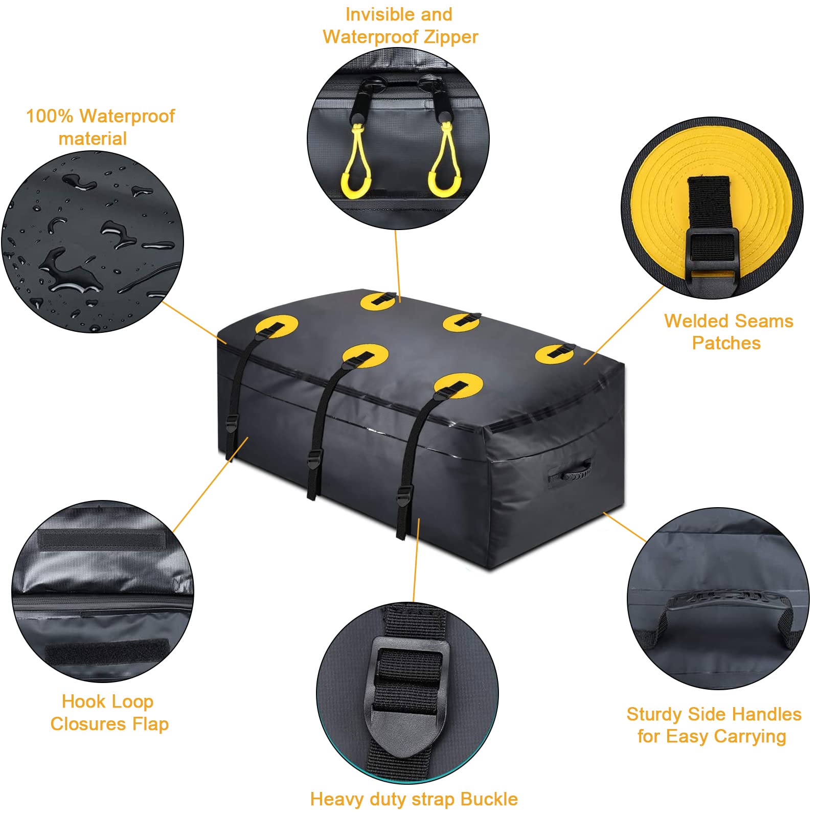 Box Da Tetto Auto 400 Litri Impermeabile - Per Auto, SUV E Furgoni, Con Borsa Di Trasporto Inclusa