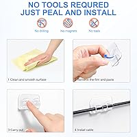 Vista 5 de Ganchos para clips de luces de cadena para exteriores: 30 ganchos de luz resistentes con tiras adhesivas impermeables - Soportes de cable