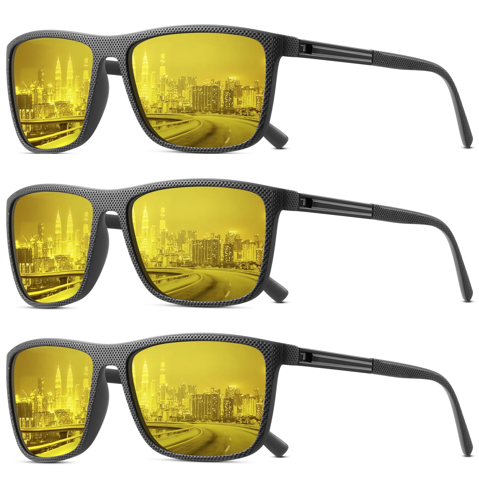 Night Vision Driving Polarized Glasses for Men HD Yellow Lens Night Anti Glare Goggles Lightweight Eyeglasses Frame