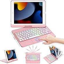 CC Store Touchpad Keyboard Case for iPad 9a/8a/7a (2021/2020/2019), Multi-Touch and Backlit Keys, 360° Rotatable and Pencil Holder, Trackpad Keyboard Case