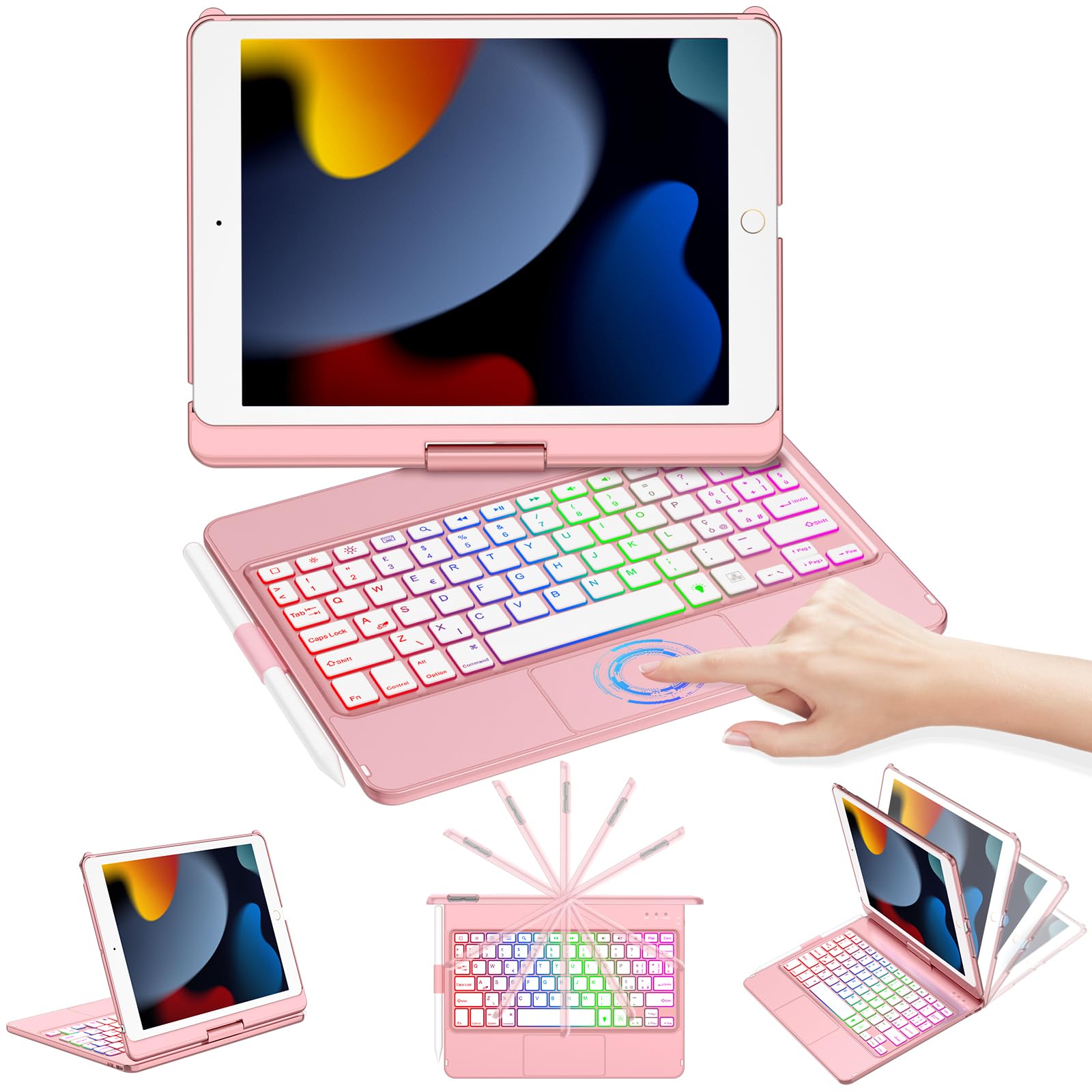 touchpad keyboard case ipad 9a/8a/7a multi-touch backlit keys
