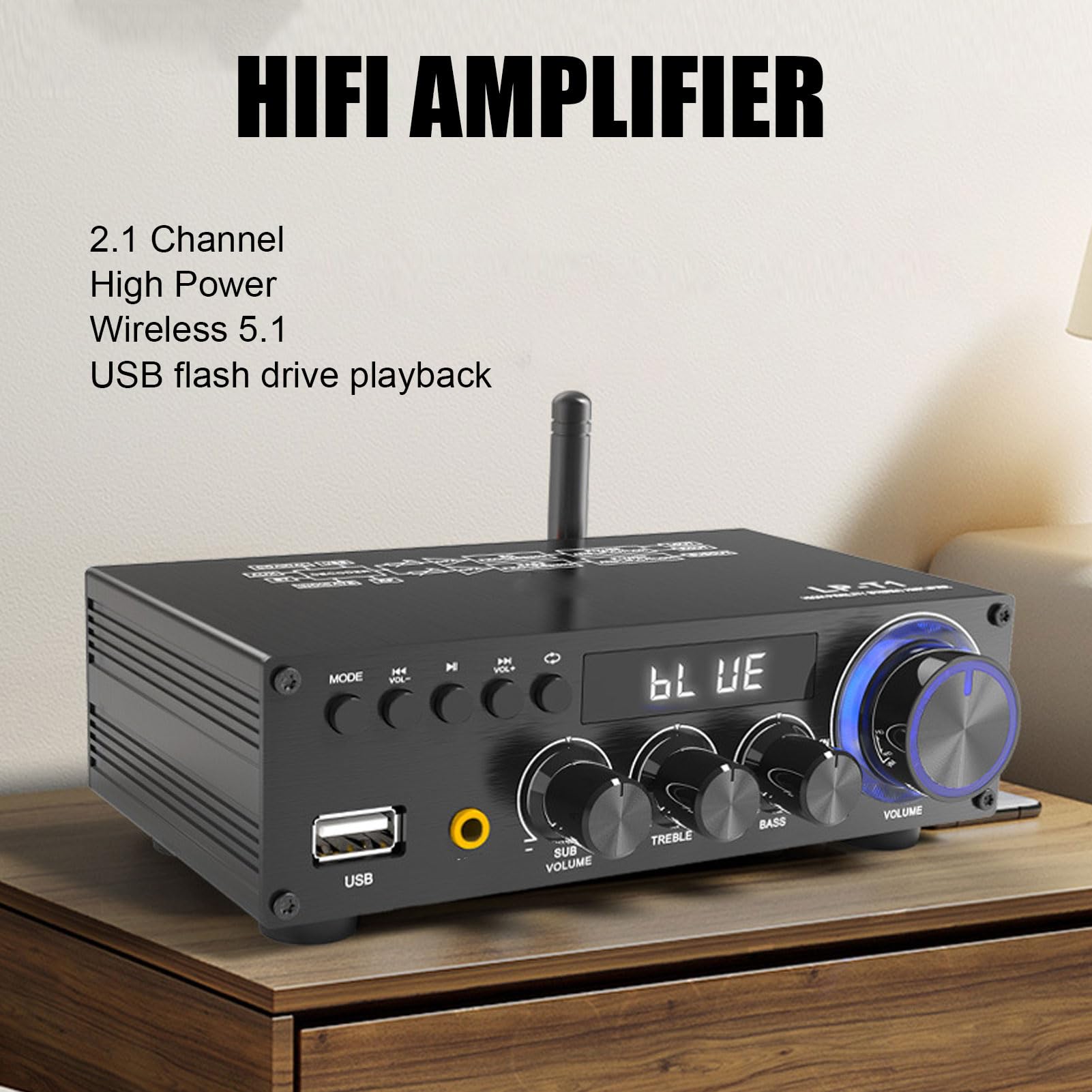 Topiky Amplificatori Stereo per la Casa, Amplificatore Ricevitore AV Stereo a 2.1 Canali con Uscita Subwoofer, Ricevitore Amplificatore Subwoofer Digitale (Spina europea)