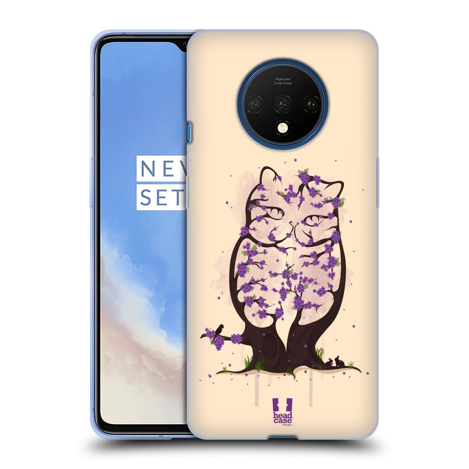 Head Case DesignsJacaranda Cat Wildlife In Bloom Soft Gel Case Compatible With OnePlus 7T