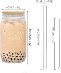 ANOTION Mason Jar with Lid and Straw, 32oz Wide Mouth Cup Reusable Drinking Glasses Tumbler Smoothie Water Bottles for Iced Coffee Margaritas Ice Cream Juice Cocktail Christmas Gifts
