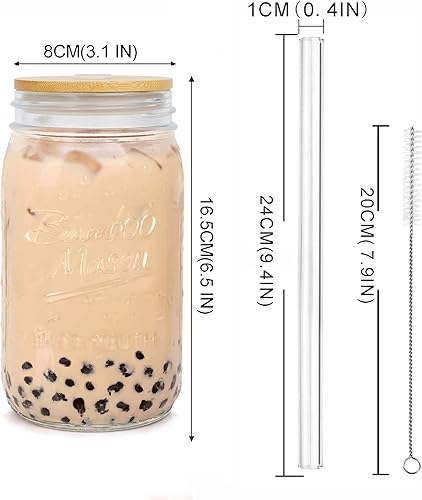 Miniatura 2 de ANOTION Tarro Mason con tapa y pajilla, vaso de boca ancha de 32 onzas, vasos reutilizables, botellas de agua para batidos de café helado,