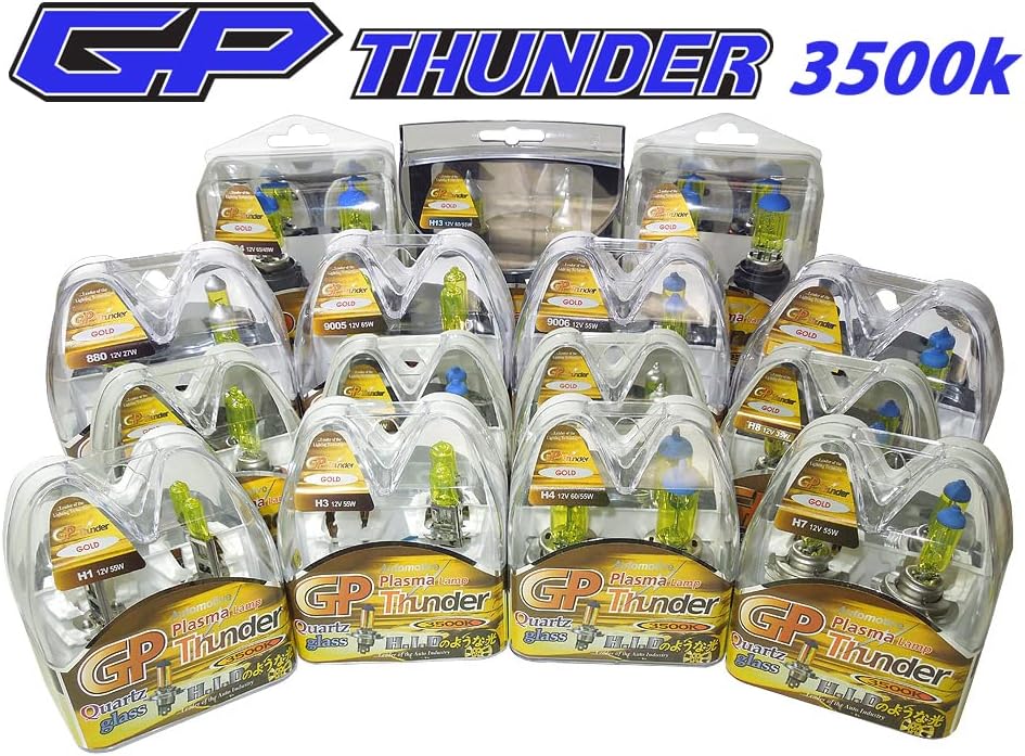GP Xtreme 9004 HB2 3500K 65/55W Xenon High Performance Golden Yellow Quartz Glass Halogen Bulbs for Fog Light -High Beam - Low Beam SGP35K-04