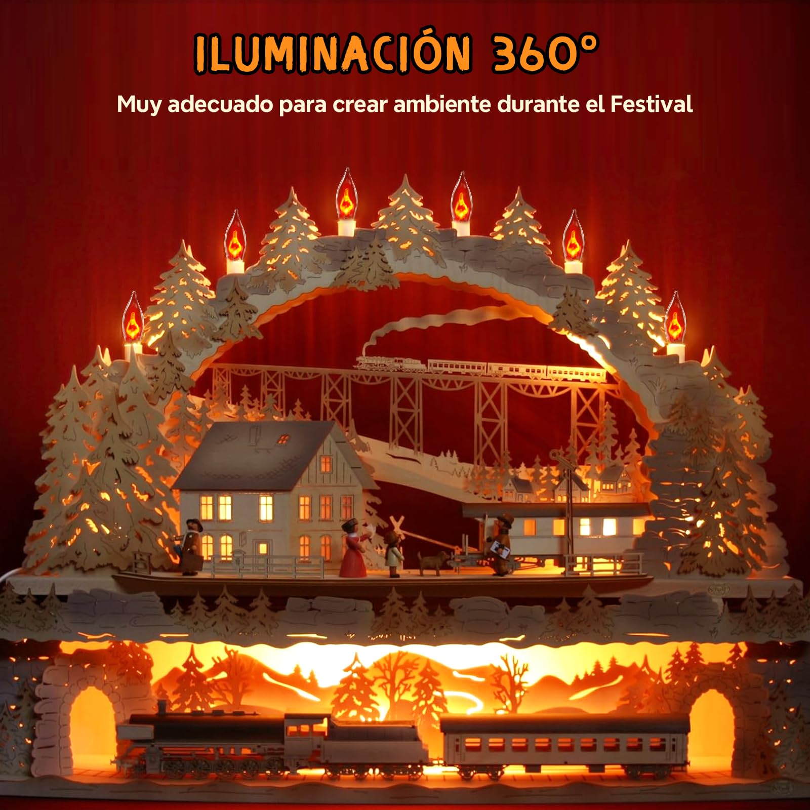 Bombillas de Vela E10 230V, Blanca Cálida Efecto Llama Bombillas E10 Bombilla de repuesto de 1,5 W para velas de Navidad para Arcos, Luces de Puente, Velas de Navidad (Pack de 4)