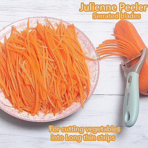 Miniatura 3 de Pelador de frutas Pelador de verduras 3 en 1 Trío Peeler Set Juliana Pelador de patatas Pelador de verduras Cortador de acero inoxidable