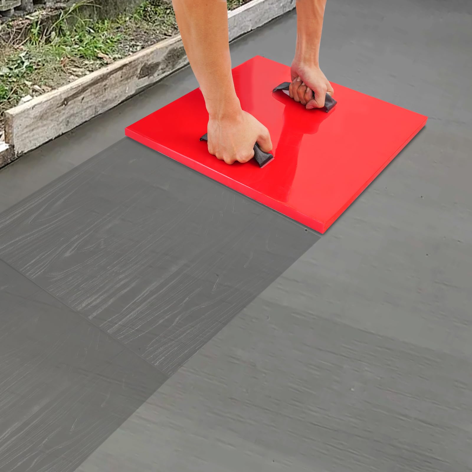 Tapis de tampon en polyuréthane - 40 × 40 × 2 cm - En forme de béton - Réutilisable - Pour allée, terrasse, trottoir, bricolage - Aspect bois