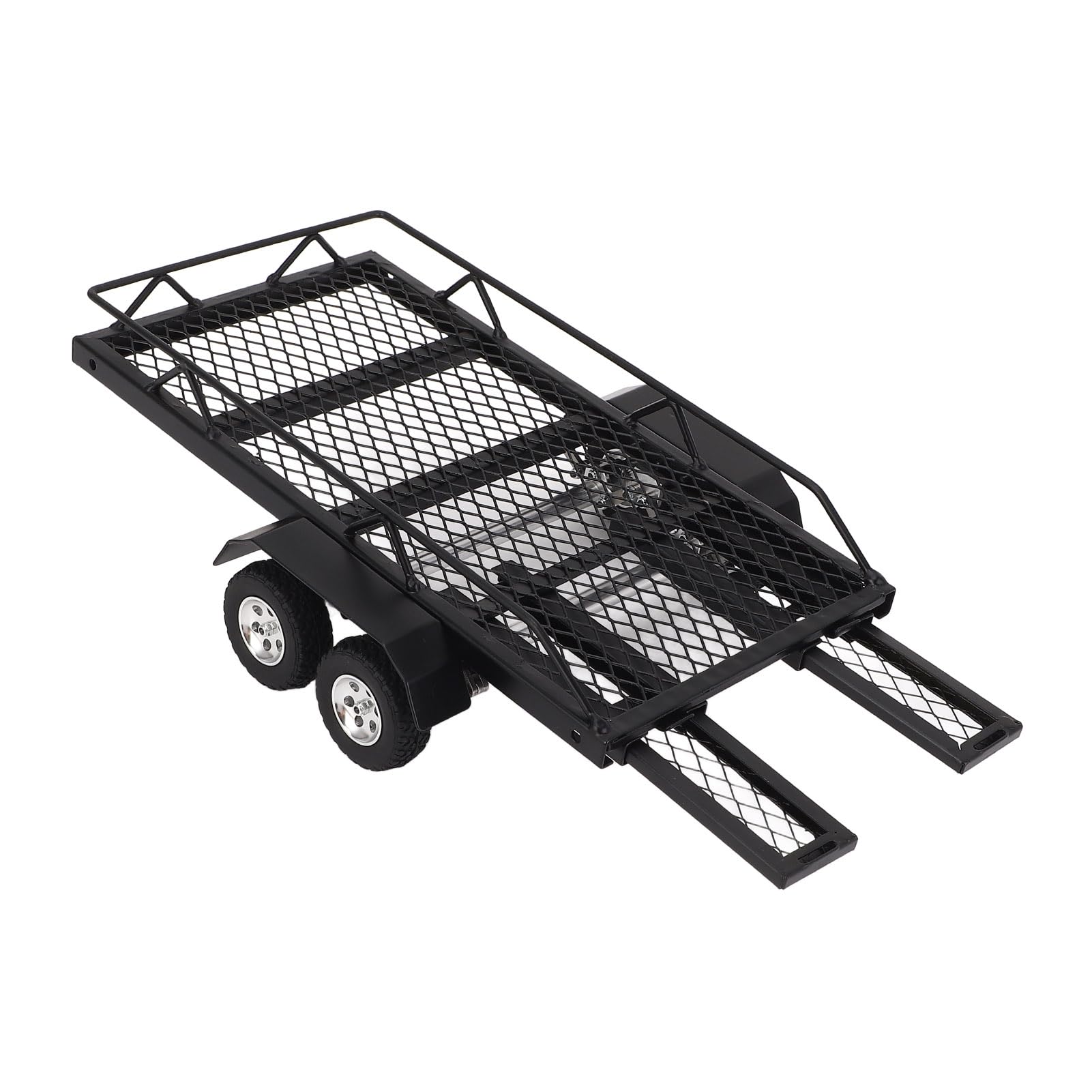 Przyczepka RC w Skali 1/24, Części do Modernizacji Gąsienic RC SCX24 FCX24, Solidna żelazna Konstrukcja do Użytku Terenowego z 4 Antypoślizgowymi, Odpornymi na Zużycie Oponami,