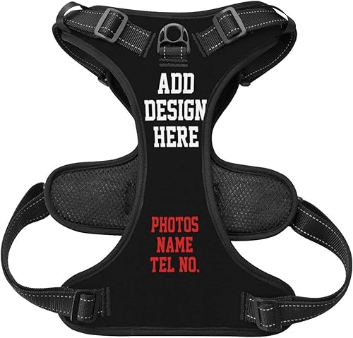 Miniatura 6 de Arnés de perro sin tirones, suave y personalizado para añadir tus fotos, chaleco arnés con nombre de mascota, número de teléfono para perros