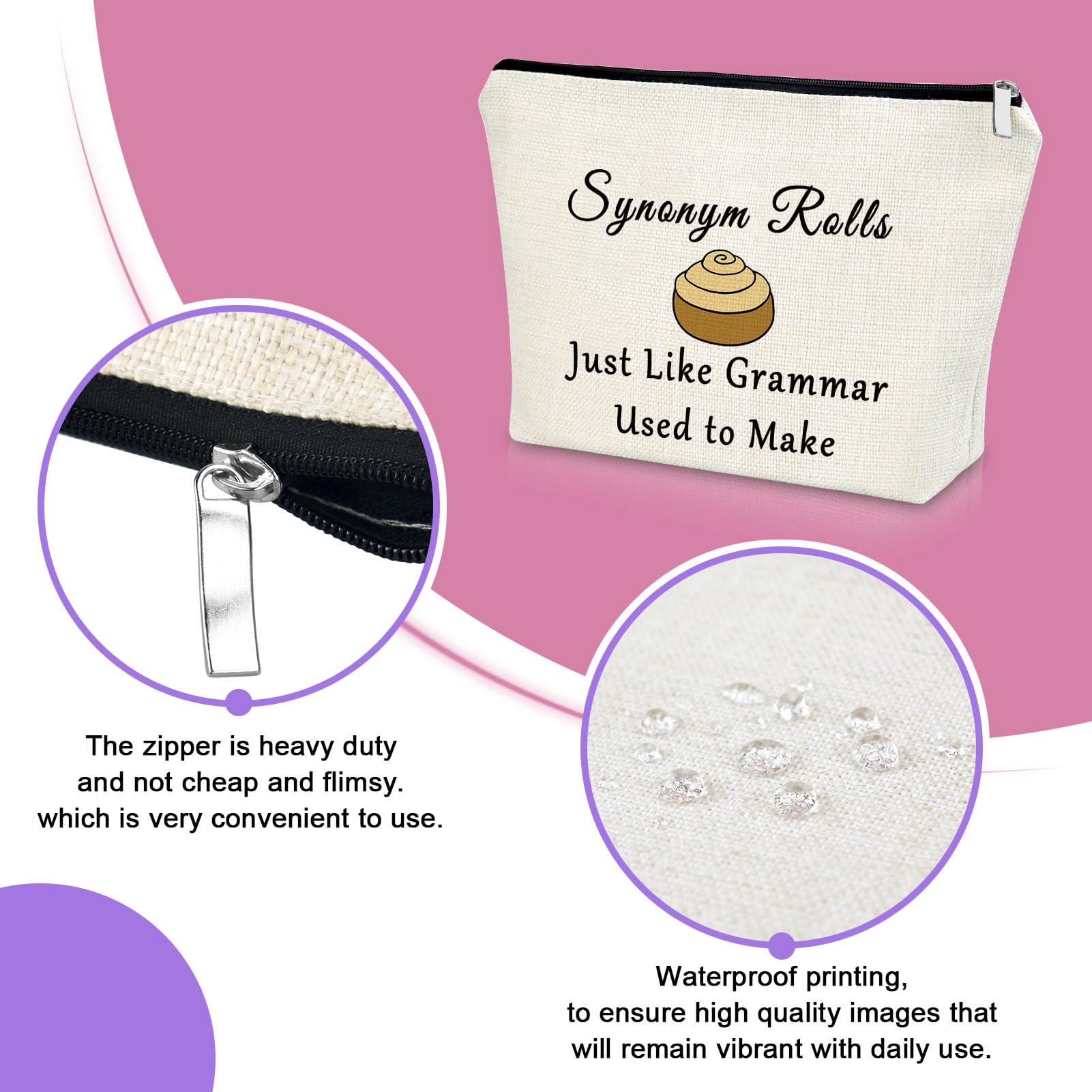 Sazuwu Grammar Teacher Appreciation Makeup Bag Funny Gifts for English Teachers Cosmetic Bag Graduation Birthday Gift Travel Pouch