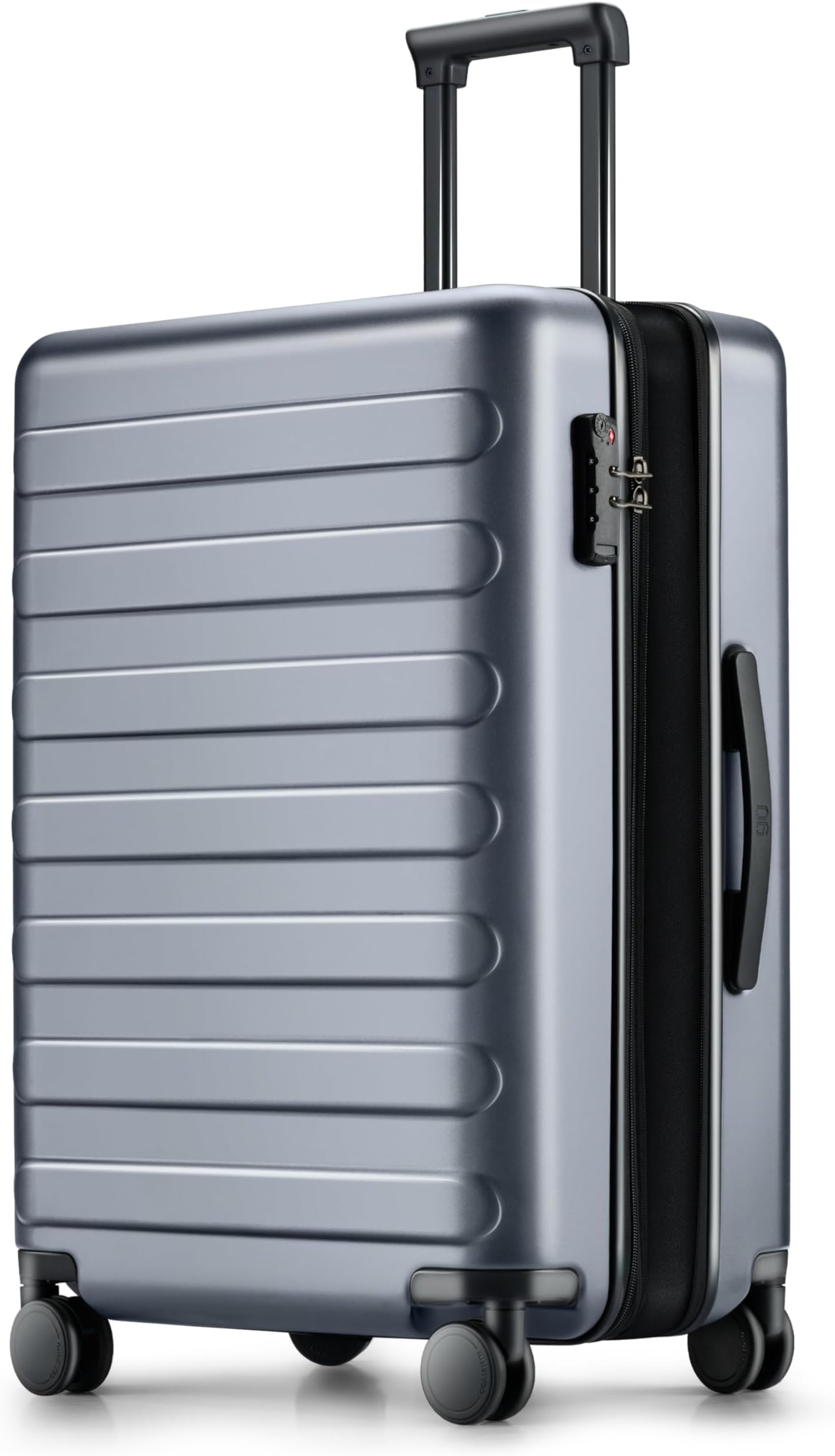 NINETYGO Medium Checked Luggage 24 Inch, Checking In Luggage with Smooth Spinner Wheels, Expandable, Hard Shell PC Suitcase, Lightweight Travel Luggage, TSA Approved (Grey, Rhine Max)