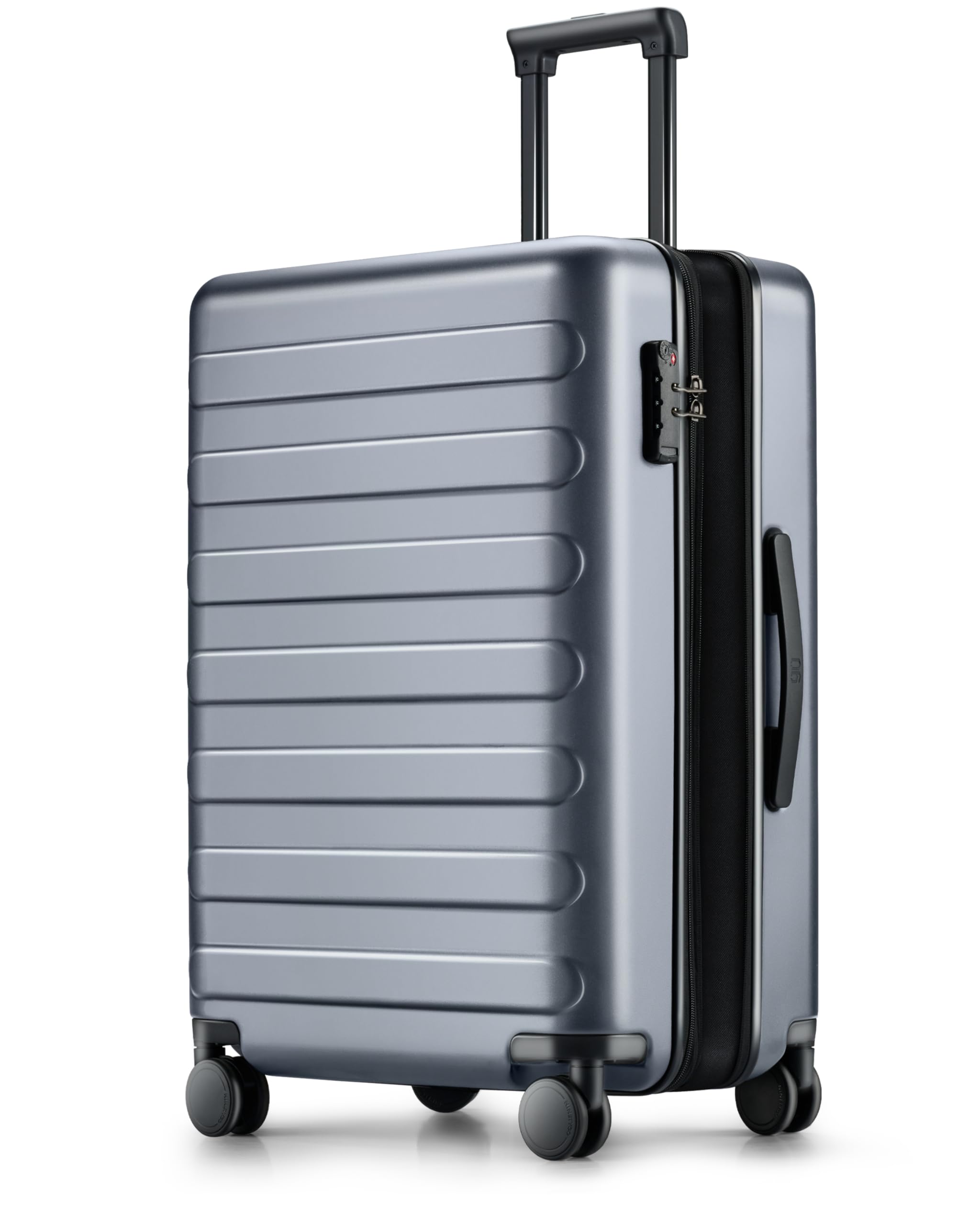 NINETYGOMedium Checked Luggage 24 Inch, Checking In Luggage with Smooth Spinner Wheels, Expandable, Hard Shell PC Suitcase, Lightweight Travel Luggage, TSA Approved (Grey, Rhine Max)
