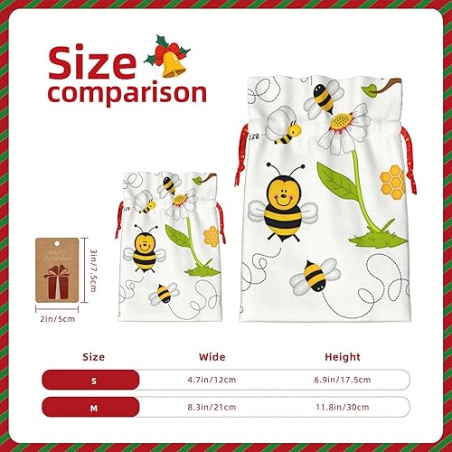 Miniatura 3 de Augenstern Bolsa de regalo de arpillera de Navidad con cordón divertido de abeja, color amarillo miel, reutilizable, bolsa de regalo de Navidad,