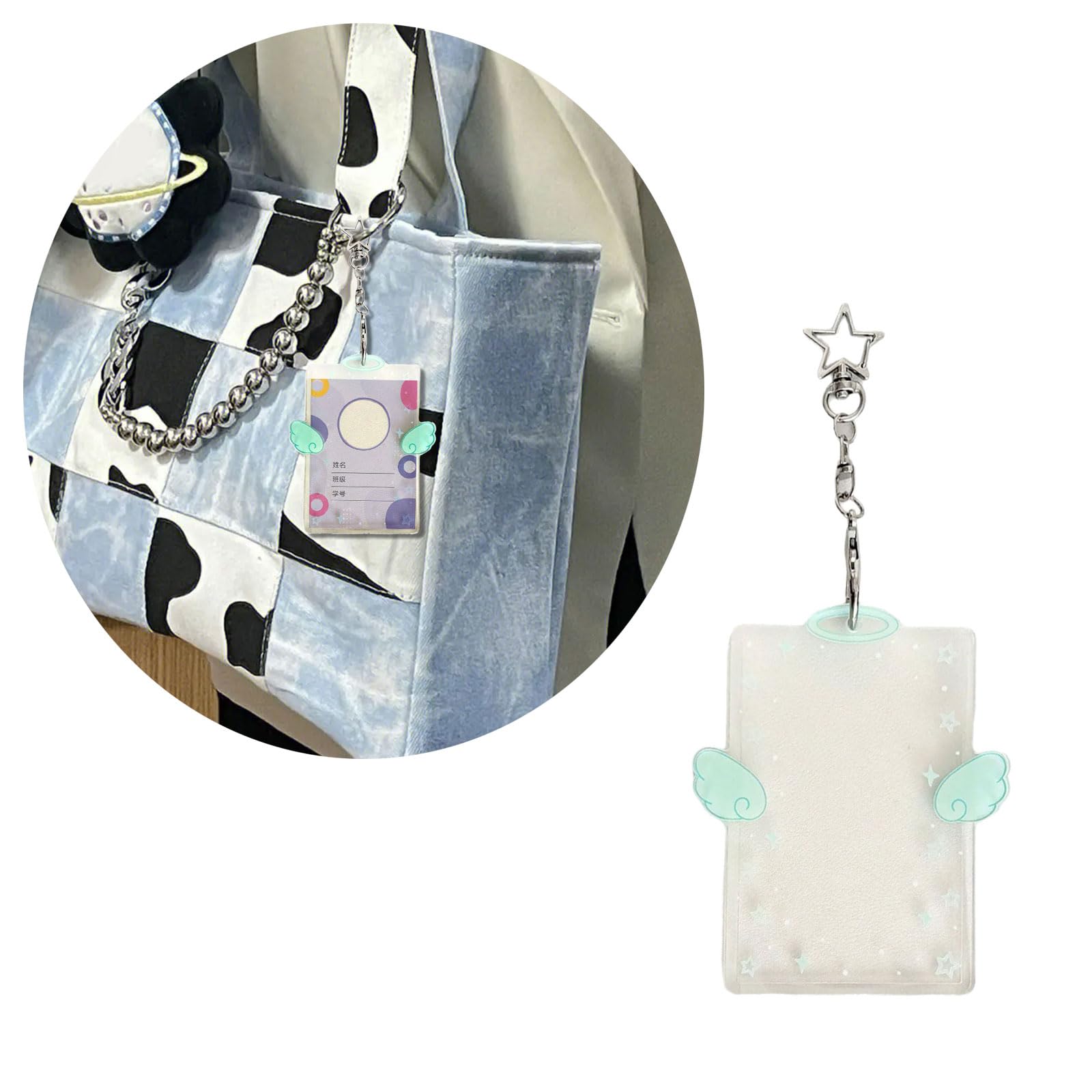 Acrylic Photocard Holder Keychain,Cartoon Photo Card Holder,Stationery Supplies for Album Card,Identity Card, Bus Banks Card