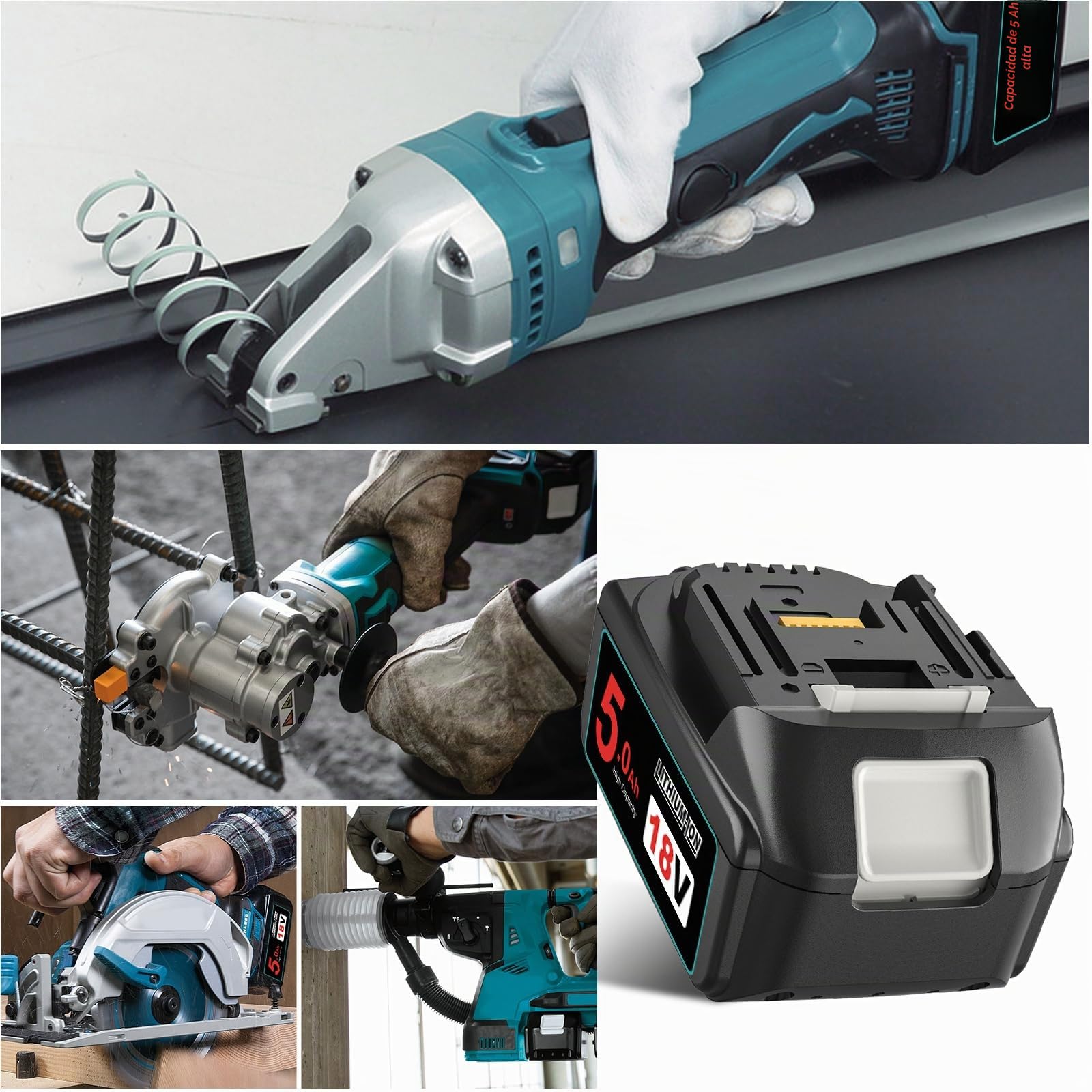 Repuesto para Makita Batería 18V Compatible para Makita Batería BL1860B BL1860 BL1850B BL1850 BL1840B BL1840 BL1830B BL1820 BL1815 BL1825 BL1835 BL1845 194205-3 194309-1 LXT-400 (Negro)