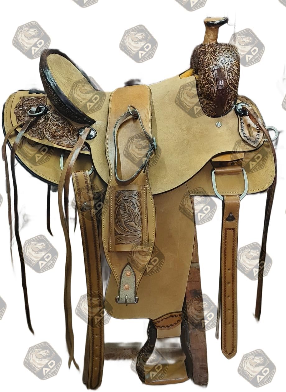 Western Wade Saddle Tree A Fork Roping Ranch Work Leather Premium Western Horse Saddles for Horses Handmade Equestrian Trail Horse Saddle Tack Size: 10"-18" inches Seat, MOGVFD