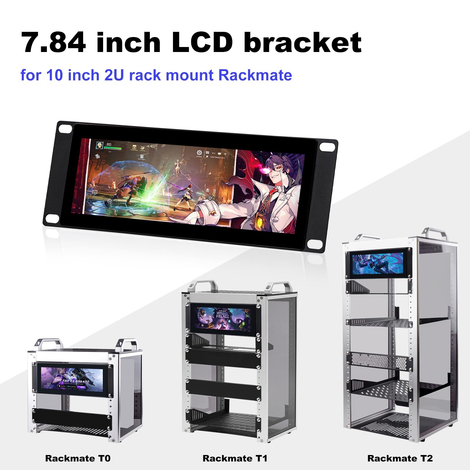 GeeekPi 7.84 calowy 1280 x 400 Pojemnościowy ekran dotykowy LCD Monitor do montażu na regał DeskPi RackMate T0/T1/T2 Szafka serwerowa