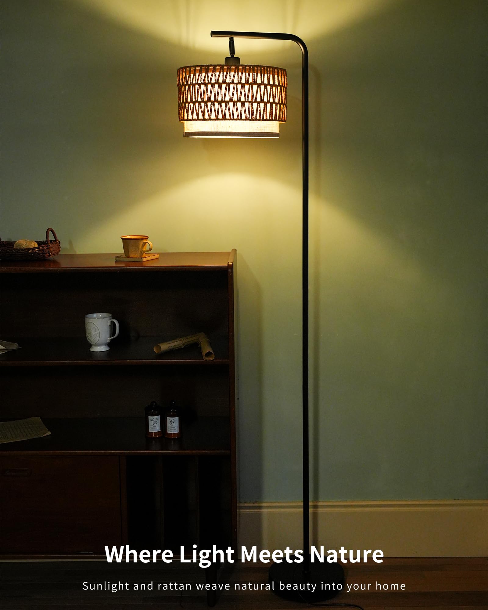 Lampa podłogowa z podwójnym kloszem, regulowane kąty światła do salonu, sypialni i biura, bez żarówki