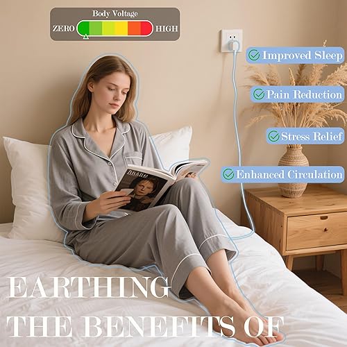 Miniatura 3 de Ali King Grounding Sábanas  Tamaño individual XL, algodón suave con fibra plateada, bolsillo profundo de 15 pulgadas para mejorar el sueño (blanco,