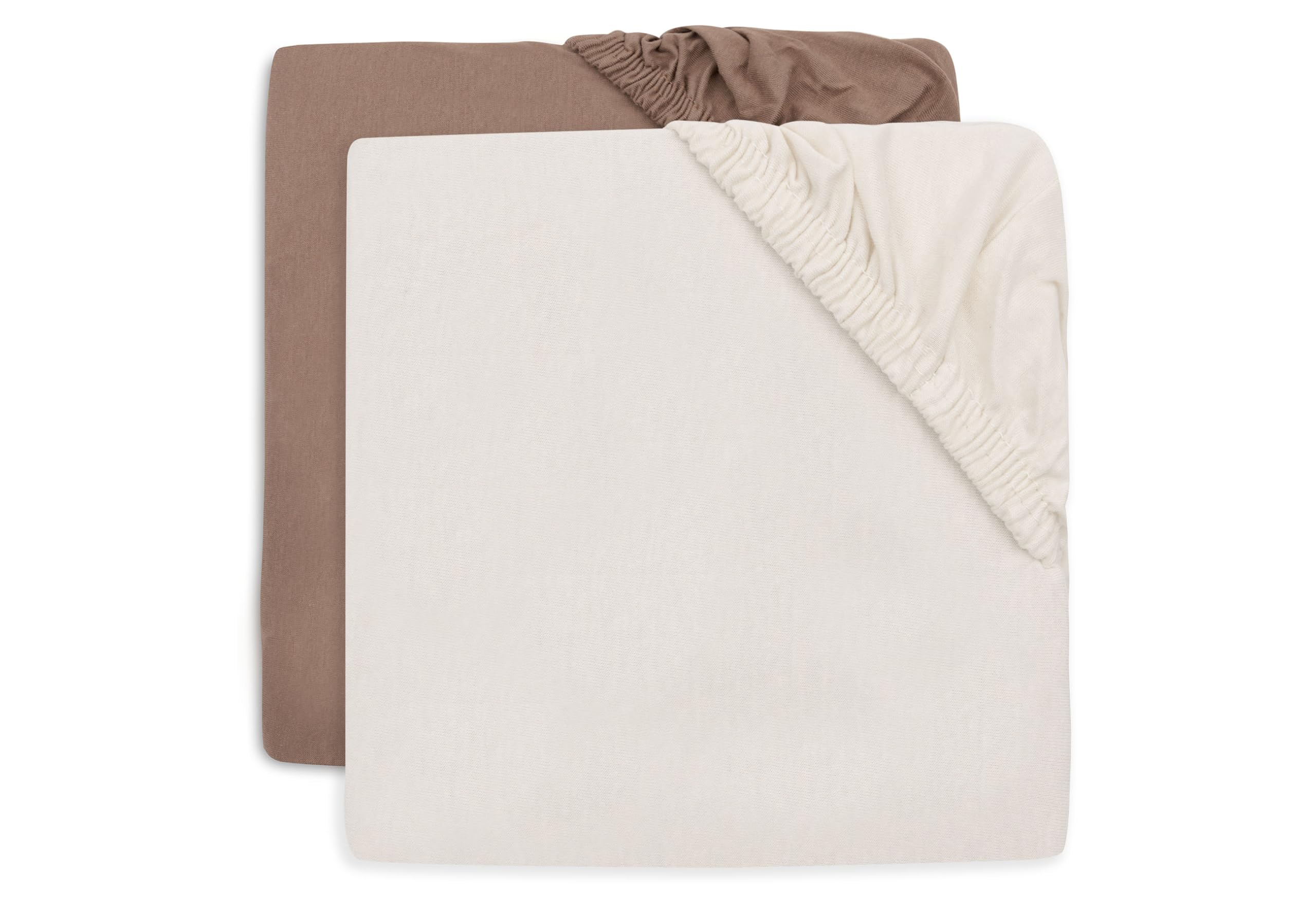 Jollein Jersey Fitted Sheet - For Junior Bed - Milky Coffee/Ivory - 2-Pack - 70/75x140/150cm — image 1