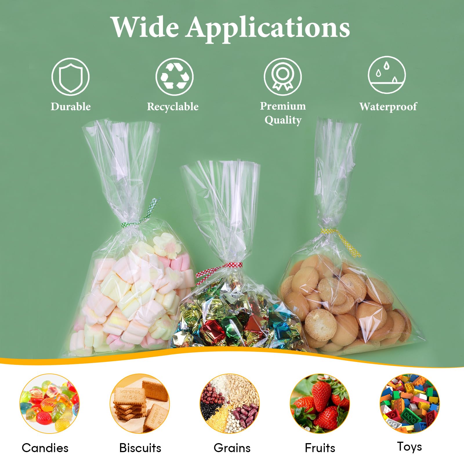AnapoliZ 10 Sacchetti Cellophane Pasquali XL 61x76cm, Trasparenti Con Coniglietto, Spessore 2,5 Mil, Per Cesti Regalo E Confezioni - 3