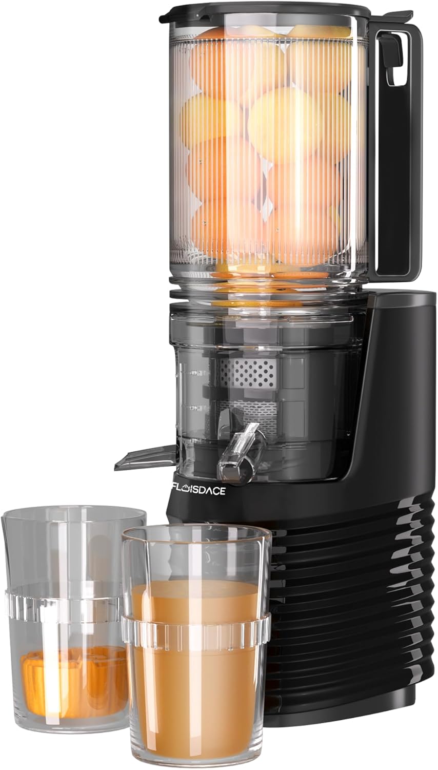 Cold Press Juicer, 350W Masticating Juicer with 5.4″ Large Feed Chute Fit Whole Fruits & Vegetables, Cold Press Electric Juicer Machines with High Juice Yield, Easy to Clean, BPA Exclude-Black. Cold Press Juicer, 350W Masticating Juicer with 5.4″ Large Feed Chute Fit Whole Fruits & Vegetables, Cold Press Electric Juicer Machines with High Juice Yield, Easy to Clean, BPA Exclude-Black.