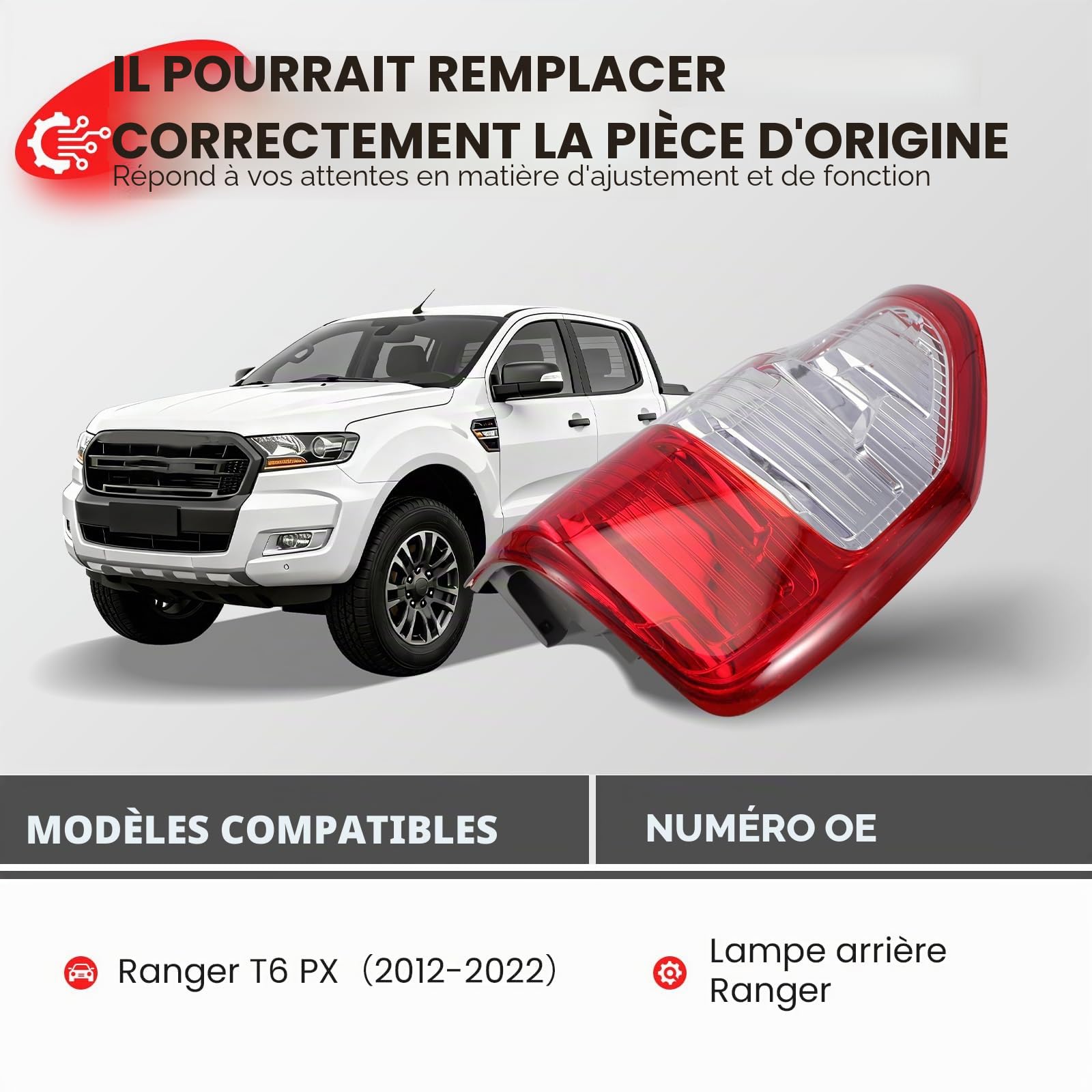 Feu Arrière Gauche Pour Ford Ranger T6 PX MK1 MK2 MK3 2012-2021