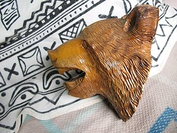 Amazon.co.jp: 木彫り熊顔頭直径約26センチ重さ約1740