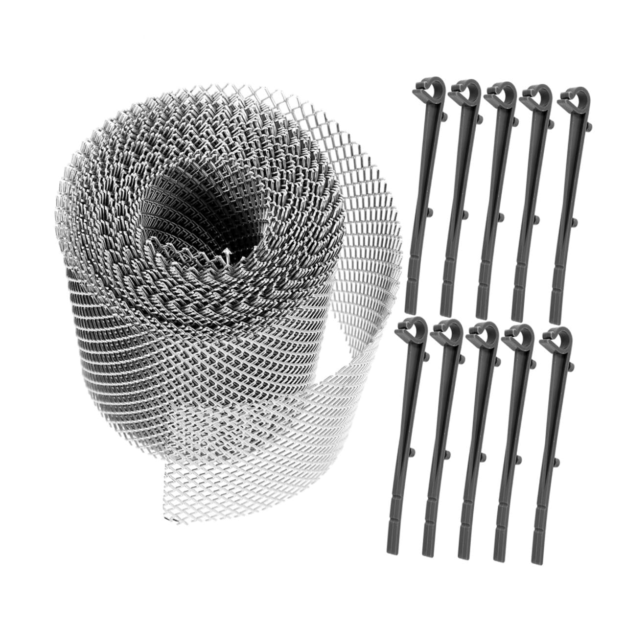 Couvercle filtre gouttière inox 12,7 cm COHEALI avec 10 crochets gris pour évacuation eau extérieure