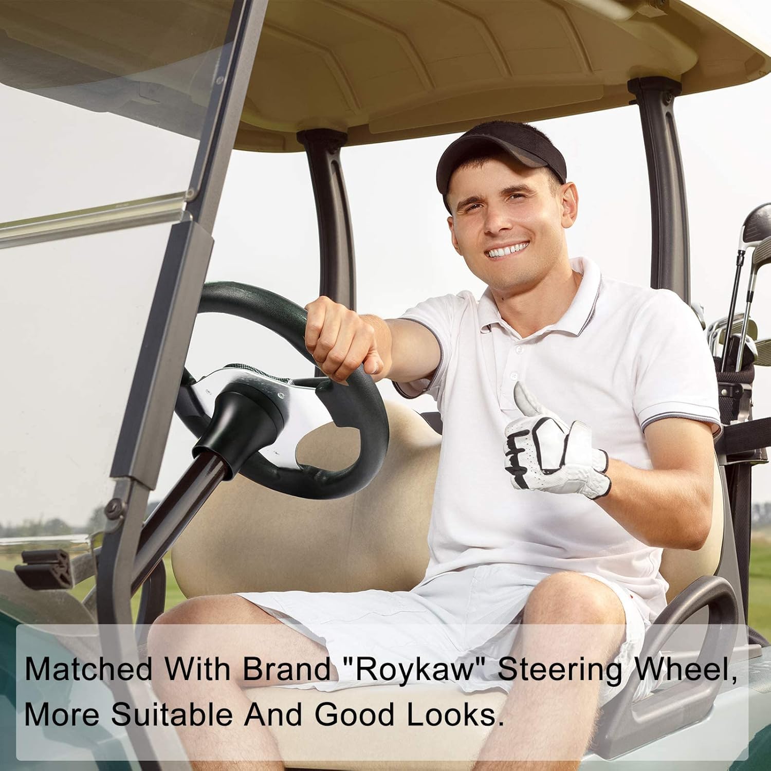 Roykaw Golf Cart Steering Wheel Adapter Compatible with YAMAHA Silver