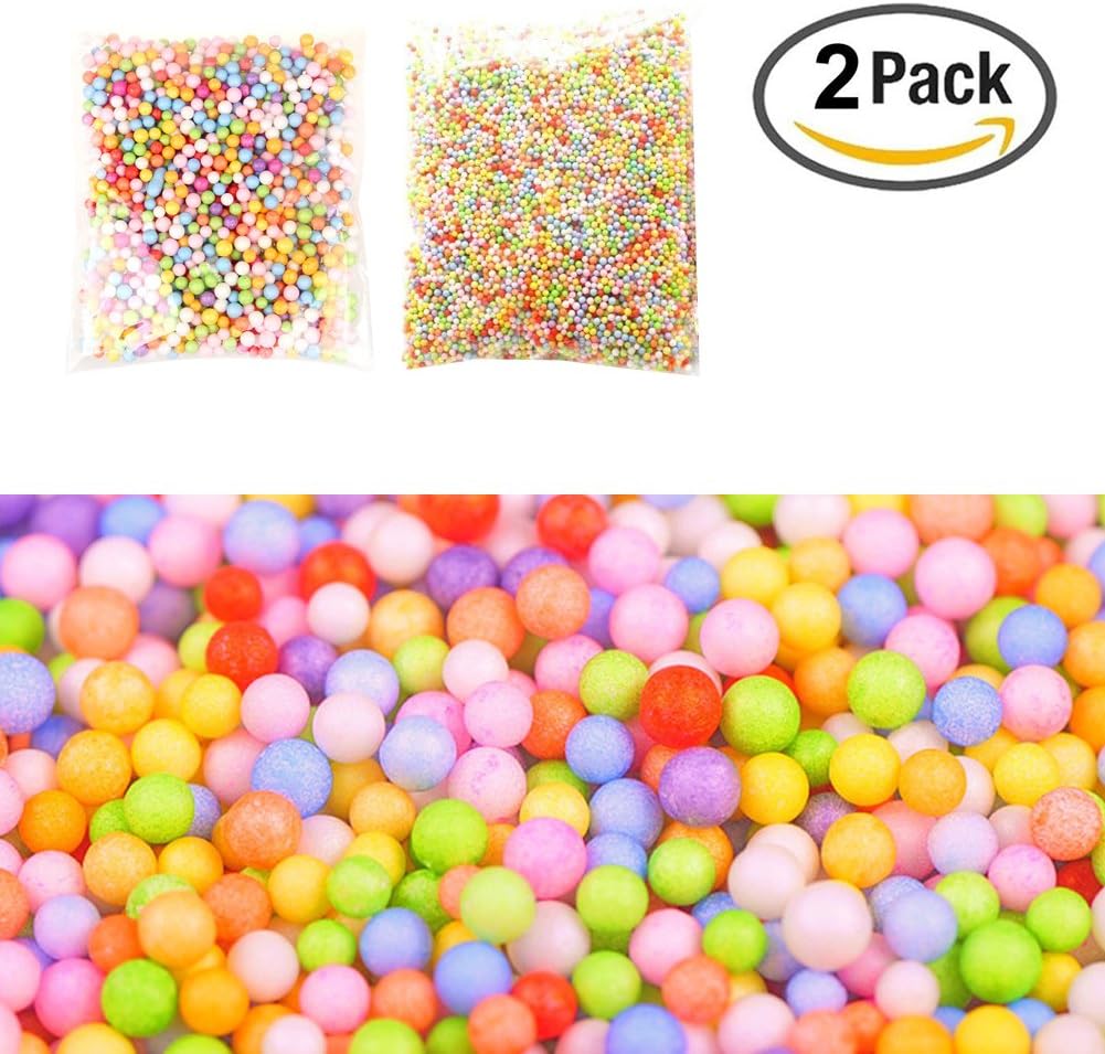 Vitasemcepli Colorful Polystyrene Foam Balls for Slime and Wedding Ceremonies Decorations, Perfect DIY Material and Ideal Gift for Crafting Hobbies for Kids, Teens and Adults(2 Packs)