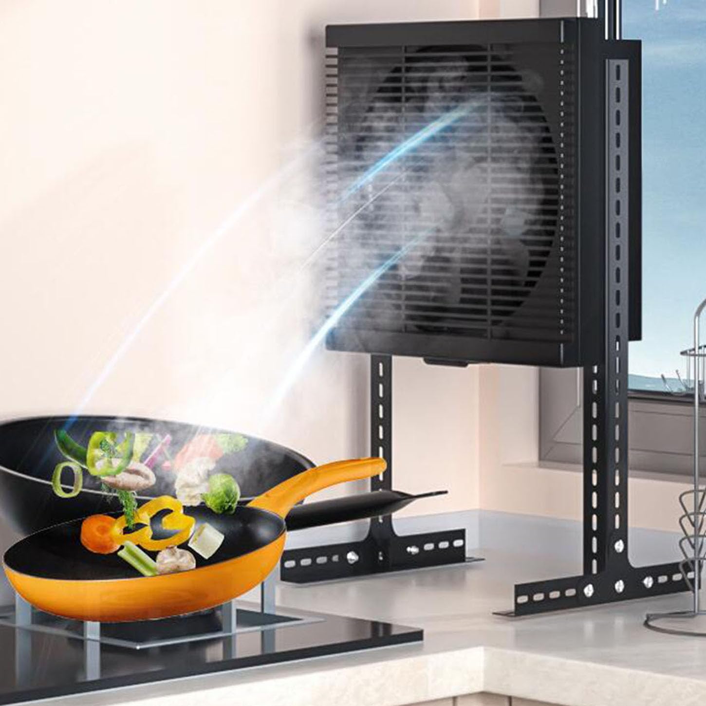 Extractor De Aire con Interruptor Y La Válvula De Retención,Extractor Cocina Obturador,Portátil Ventilador Extractor,Altura Ajustable,para Baño, Taller, Oficina Rejillas Dextractor,8 Inches
