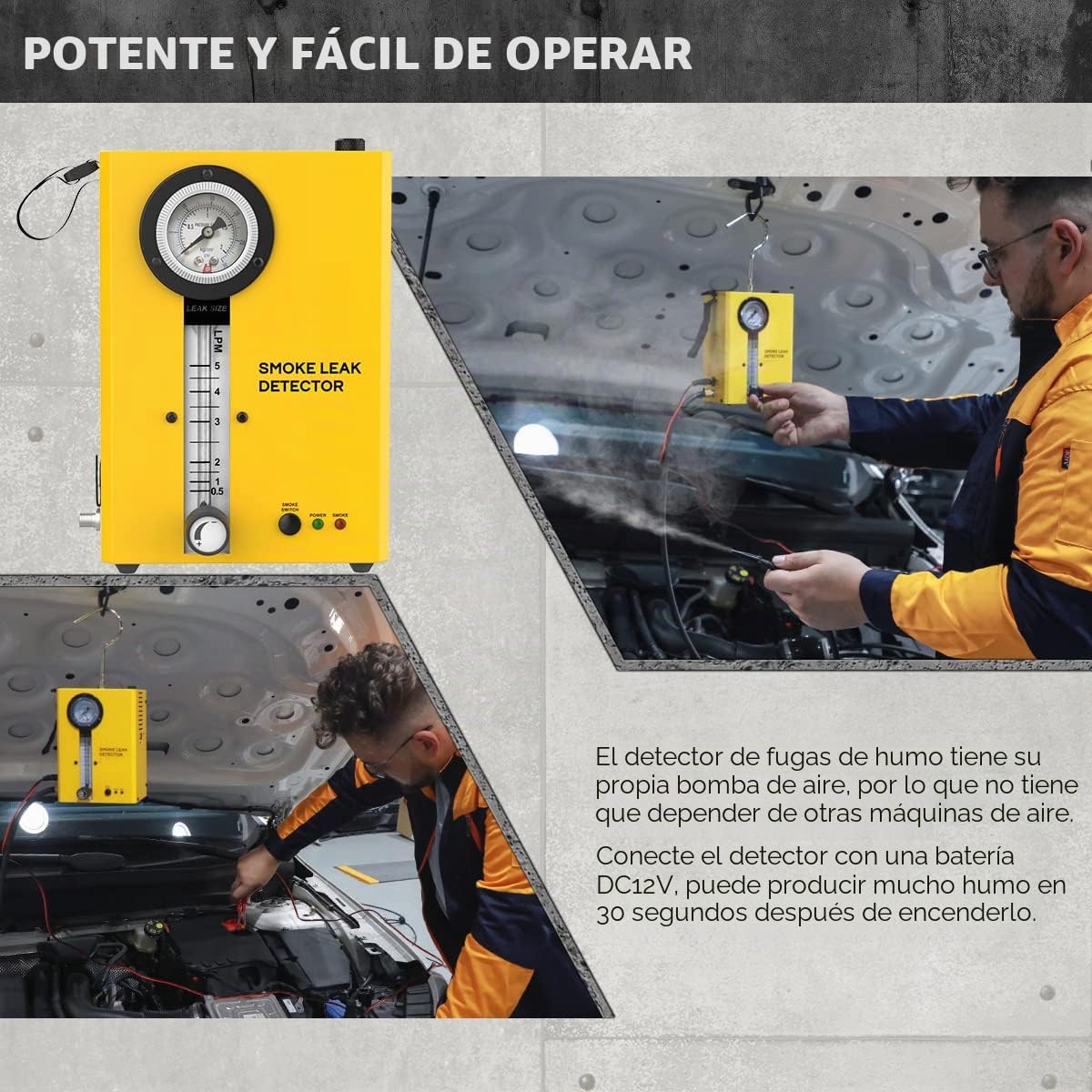 Detector de fugas de humo SDT 203 EVAP, comprobador de detección de fugas de vacío, máquina de humo automotriz, comprobador de humo EVAP con manómetro, medidor de flujo ajustable para vehículos de 12V