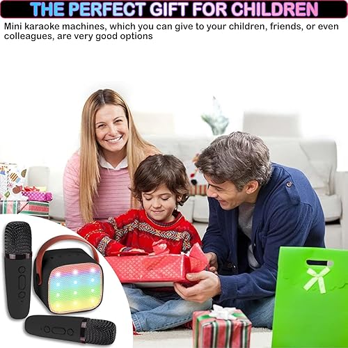 Miniatura 69 de Mini máquina de karaoke para niños de 4 a 12 años, altavoz Bluetooth con 2 micrófonos inalámbricos y luces LED, regalos de cumpleaños de Navidad